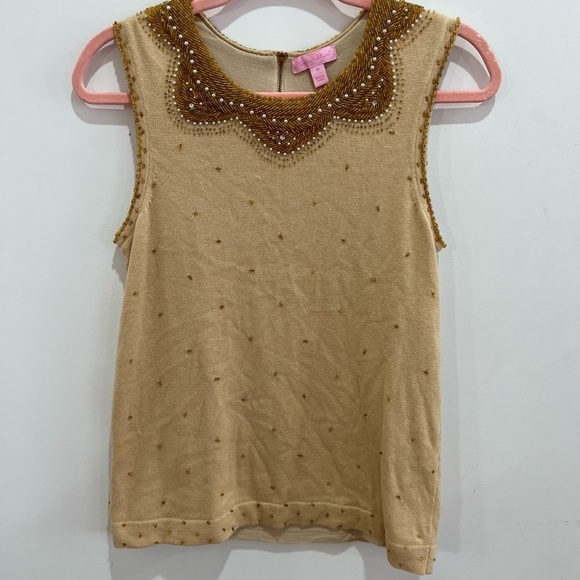LILLY PULITZER gold beaded knit tank - size M - Picture 7 of 12